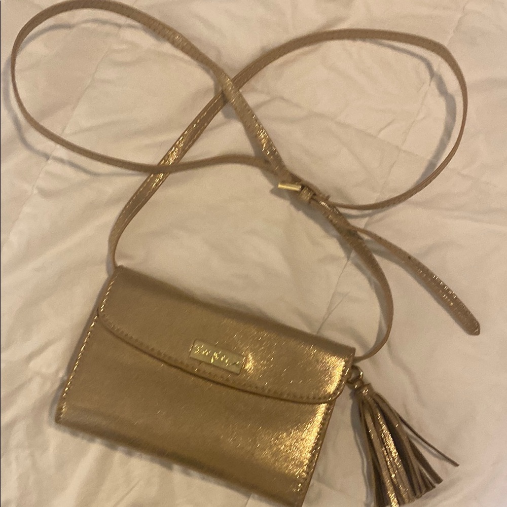 Lilly Pulitzer Gold Crossbody Bag with Tassel